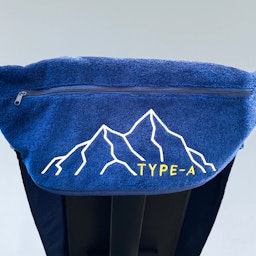 Navy blue side view of Type-A Fitness towel.